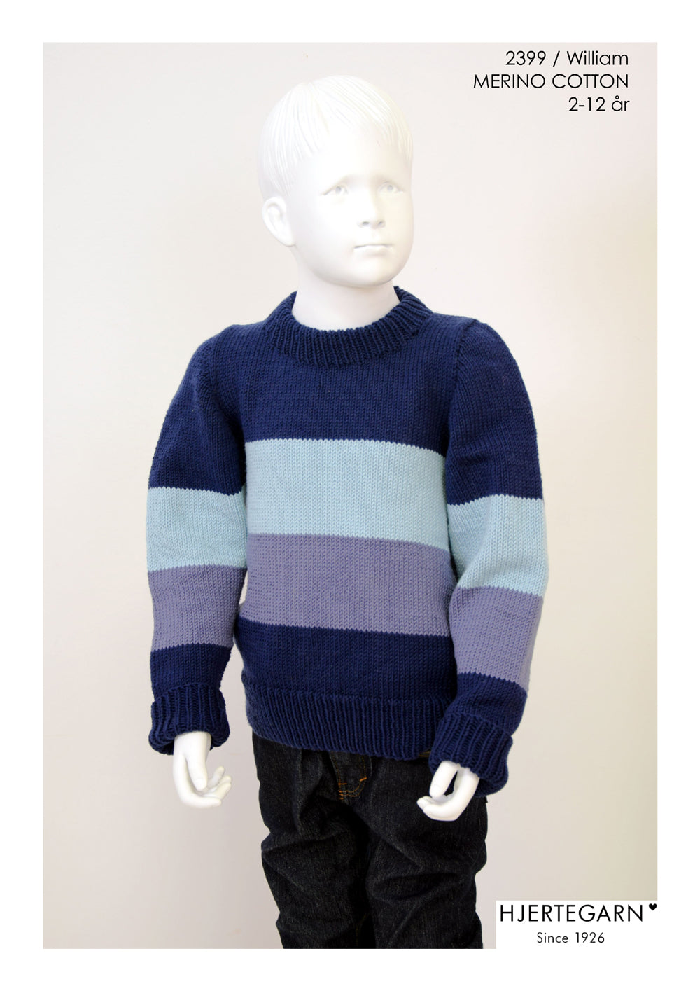 Hjerte William opskrift børn Strik Sweater - Str. 2-12 år